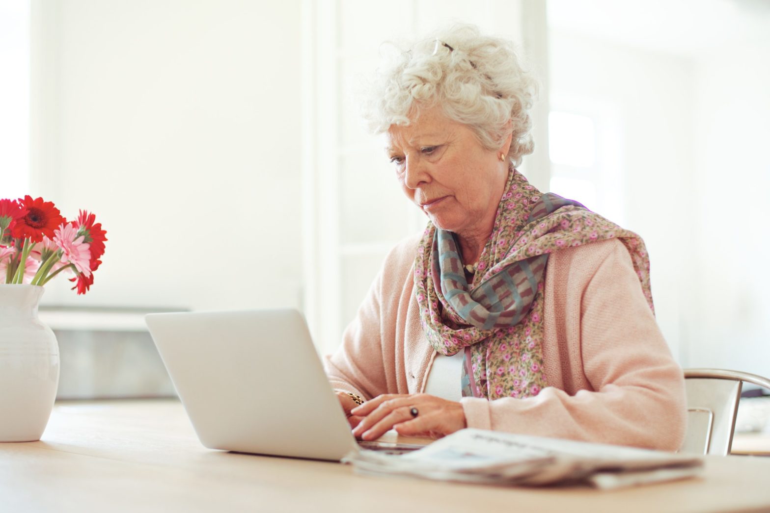 elderly woman on laptop