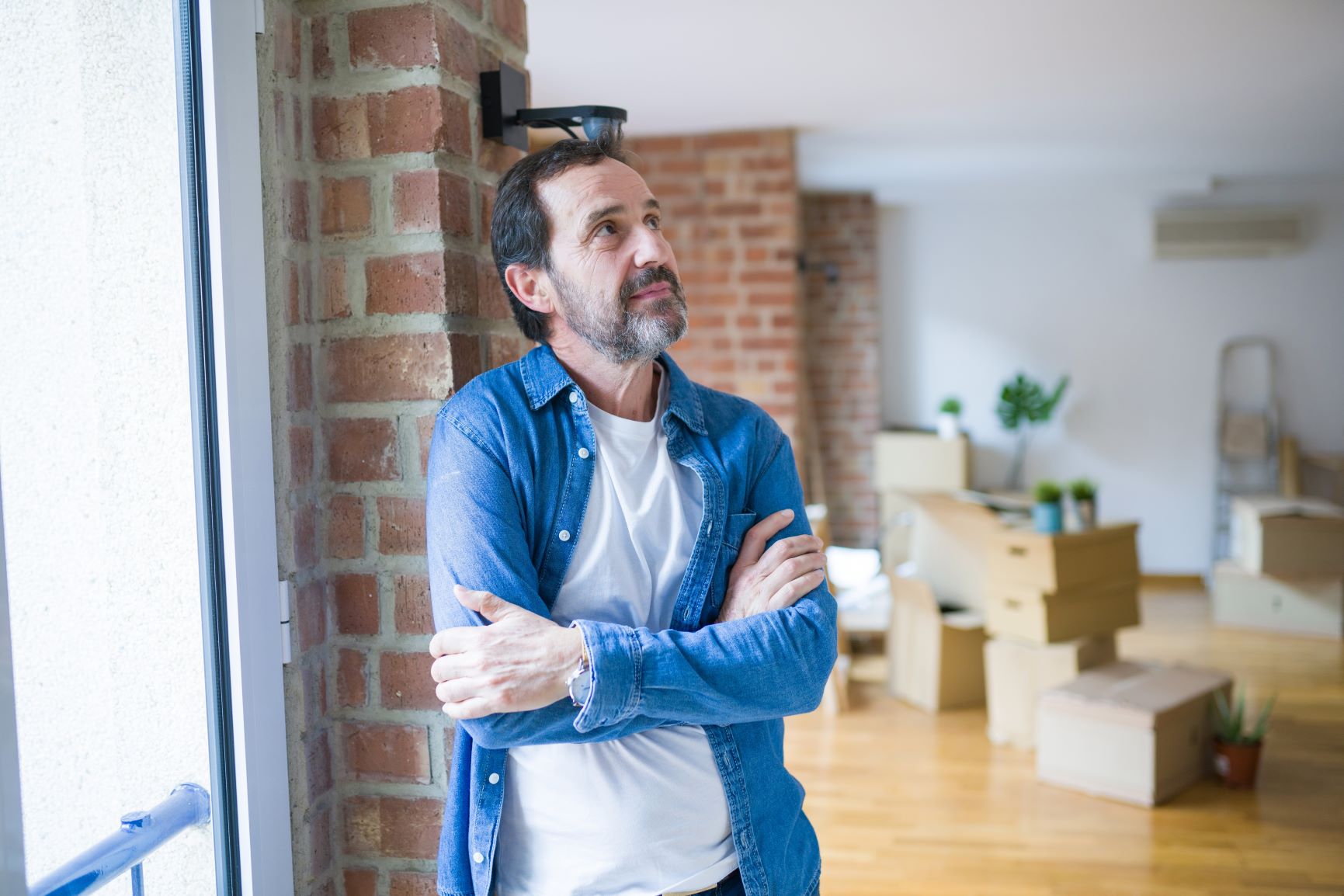 man thinking about moving