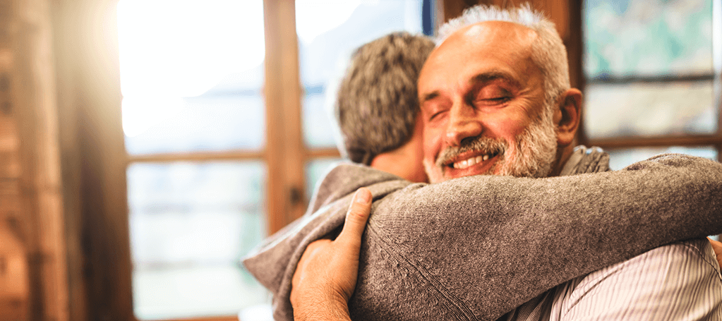 senior couple hugging