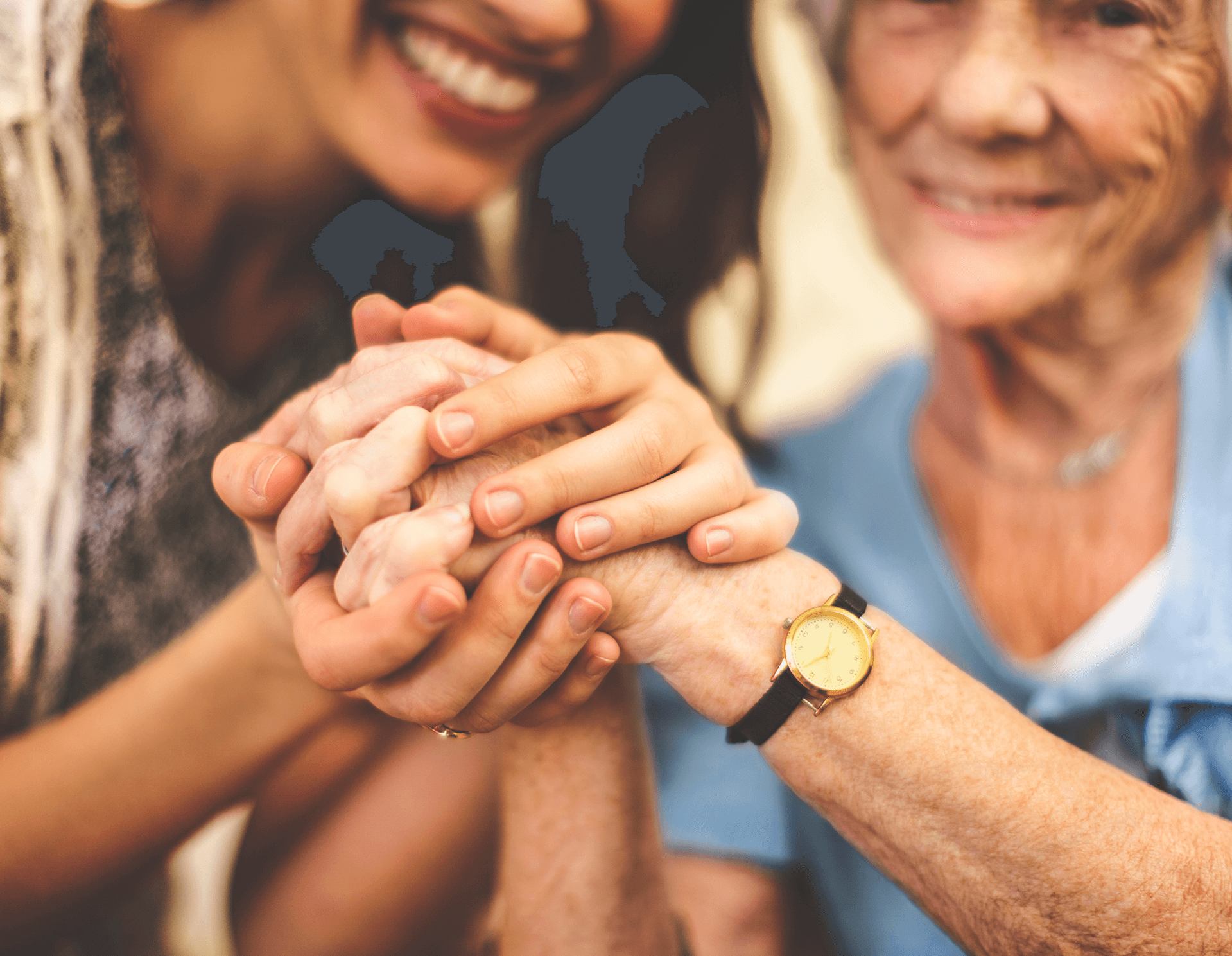 employee holding woman's hands